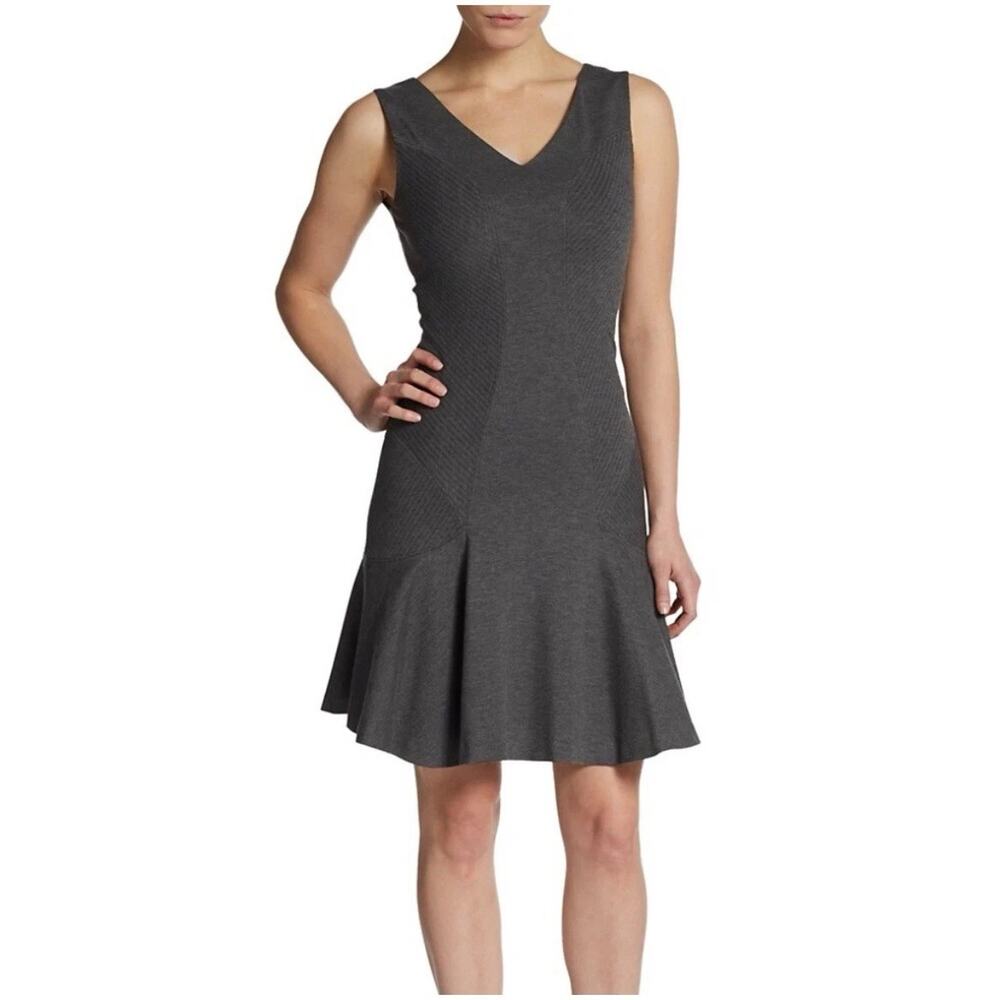 Diane von Furstenberg Carla Drop Waist Dress Size 14 Night Fall Gray Ponte Knit